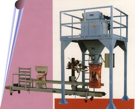 Установка автоматической расфасовки и дозирования гранулированных материалов в бумажные пакеты (мешки). Вес брутто 10-25-50 kg.